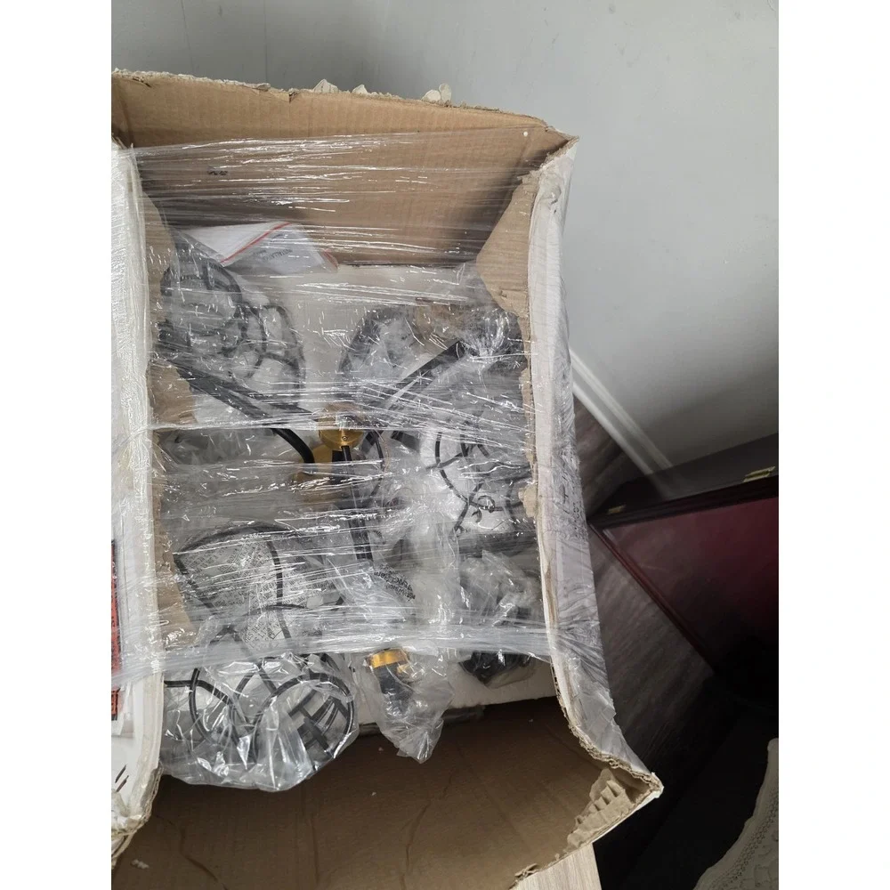 💡 Locke 3-Light Black &‎ Antique Gold Chandelier Clear Glass Open Box